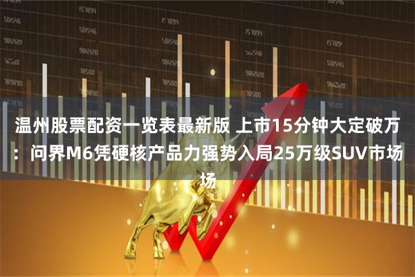 温州股票配资一览表最新版 上市15分钟大定破万：问界M6凭硬核产品力强势入局25万级SUV市场